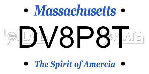 DV8P8T Massachusetts License Plate
