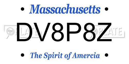DV8P8Z Massachusetts License Plate