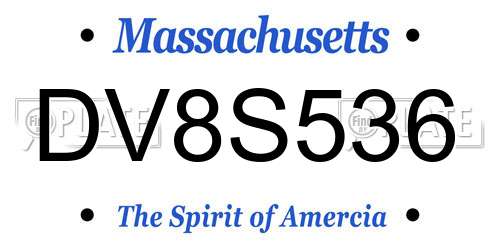 DV8S536 Massachusetts License Plate