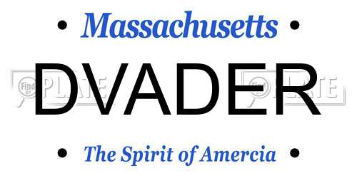 DVADER Massachusetts License Plate