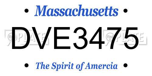DVE3475 Massachusetts License Plate