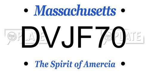 DVJF70 Massachusetts License Plate