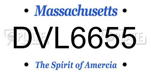 DVL6655 Massachusetts License Plate