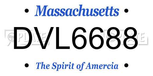 DVL6688 Massachusetts License Plate