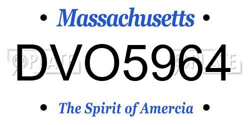 DVO5964 Massachusetts License Plate