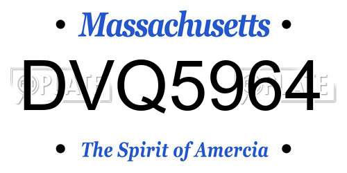 DVQ5964 Massachusetts License Plate