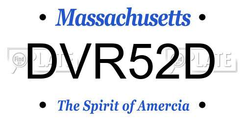 DVR52D Massachusetts License Plate