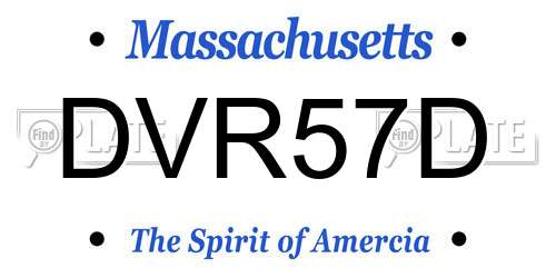DVR57D Massachusetts License Plate