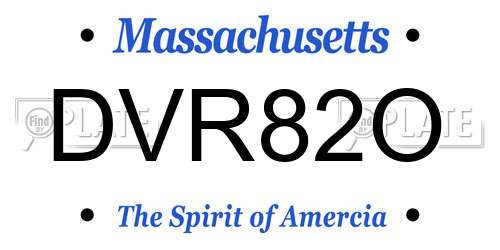 DVR82O Massachusetts License Plate