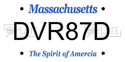 DVR87D Massachusetts License Plate