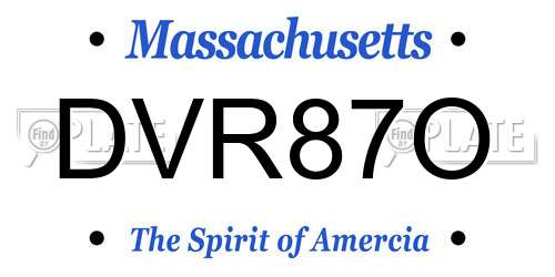 DVR87O Massachusetts License Plate