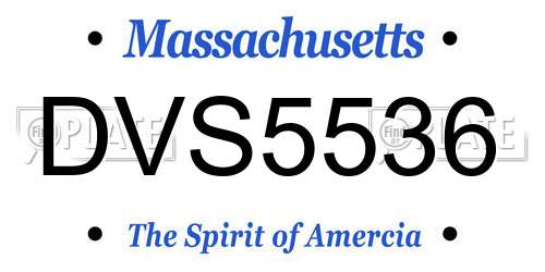 DVS5536 Massachusetts License Plate