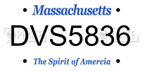 DVS5836 Massachusetts License Plate