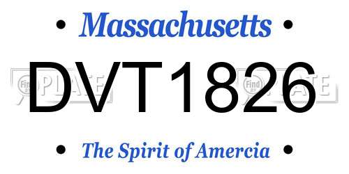 DVT1826 Massachusetts License Plate
