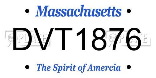 DVT1876 Massachusetts License Plate