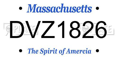 DVZ1826 Massachusetts License Plate