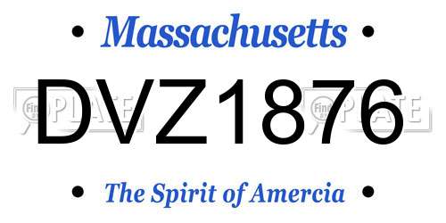 DVZ1876 Massachusetts License Plate