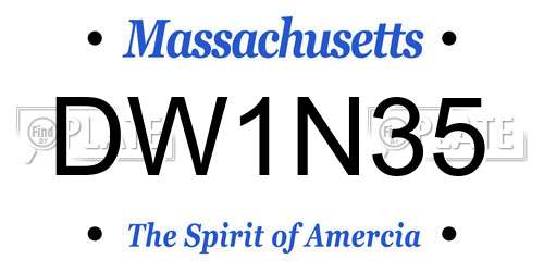 DW1N35 Massachusetts License Plate