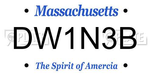 DW1N3B Massachusetts License Plate
