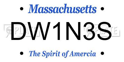 DW1N3S Massachusetts License Plate