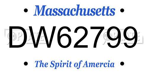 DW62799 Massachusetts License Plate