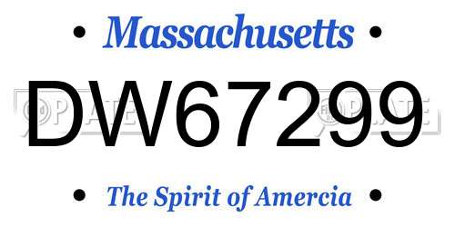 DW67299 Massachusetts License Plate