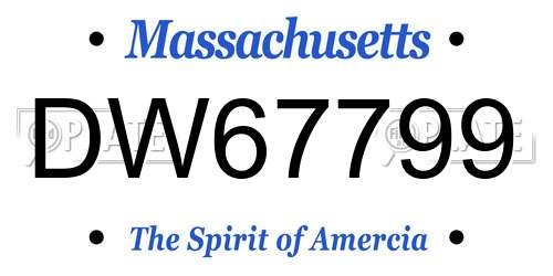 DW67799 Massachusetts License Plate