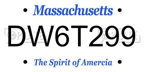 DW6T299 Massachusetts License Plate