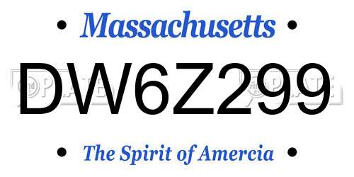 DW6Z299 Massachusetts License Plate