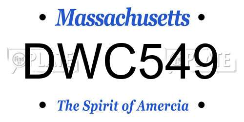 DWC549 Massachusetts License Plate