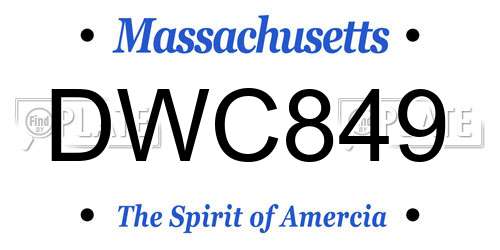 DWC849 Massachusetts License Plate
