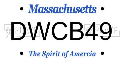 DWCB49 Massachusetts License Plate