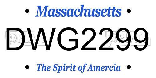 DWG2299 Massachusetts License Plate