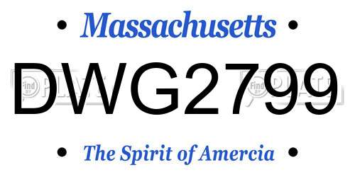 DWG2799 Massachusetts License Plate