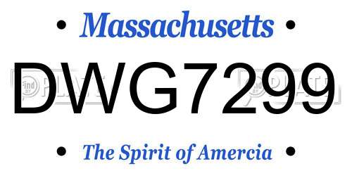 DWG7299 Massachusetts License Plate