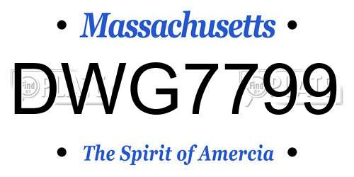 DWG7799 Massachusetts License Plate
