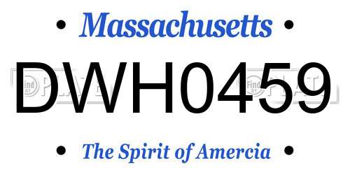 DWH0459 Massachusetts License Plate