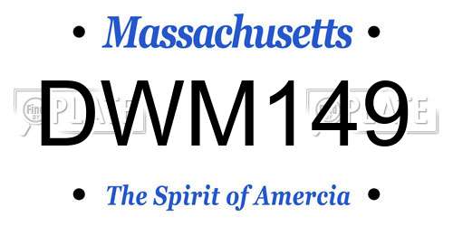 DWM149 Massachusetts License Plate