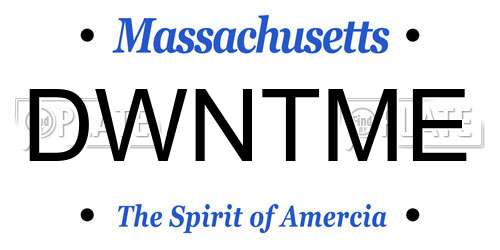 DWNTME Massachusetts License Plate