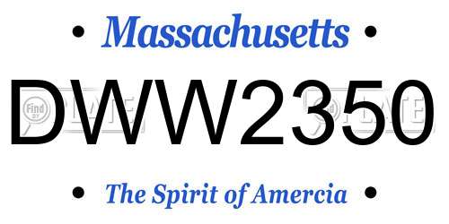 DWW2350 Massachusetts License Plate