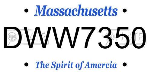 DWW7350 Massachusetts License Plate