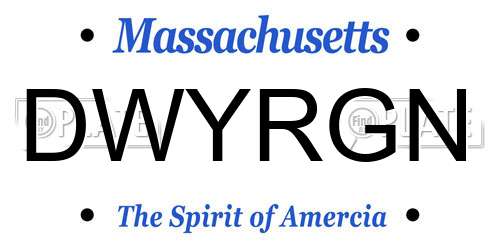 DWYRGN Massachusetts License Plate