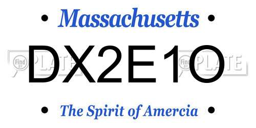 DX2E1O Massachusetts License Plate