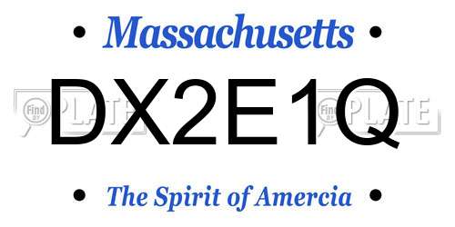 DX2E1Q Massachusetts License Plate