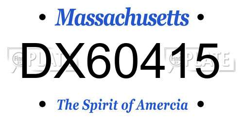 DX60415 Massachusetts License Plate