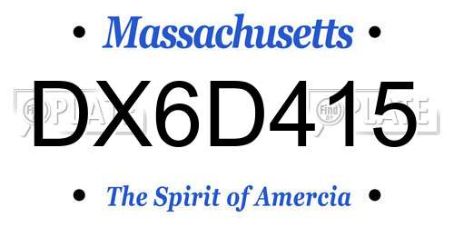 DX6D415 Massachusetts License Plate