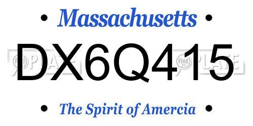 DX6Q415 Massachusetts License Plate