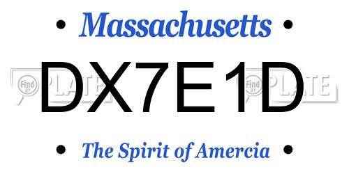 DX7E1D Massachusetts License Plate