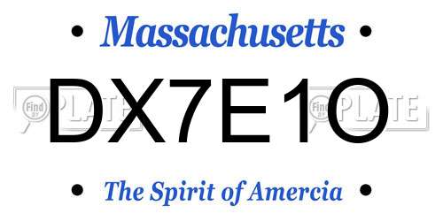 DX7E1O Massachusetts License Plate