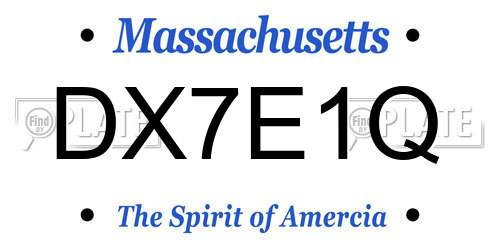 DX7E1Q Massachusetts License Plate